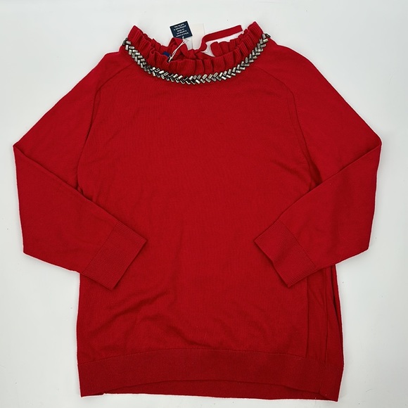 Talbots Tops - Talbots top Red Jewel collar sweater RSVP collection size large NWT